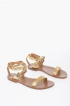 CELINE METALLIZED LEATHER SANDALS WITH STRAPS