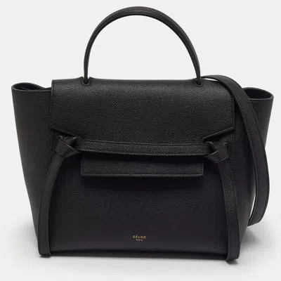 Pre-owned Celine Micro Belt Black Leather Top Handle Bag