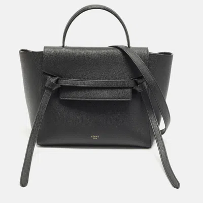 Pre-owned Celine Micro Belt Black Leather Top Handle Bag