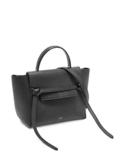 Pre-owned Celine Micro Belt Leather Tote Bag In Black