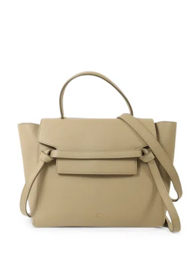 Pre-owned Celine Micro Belt Leather Tote Bag In Neutrals