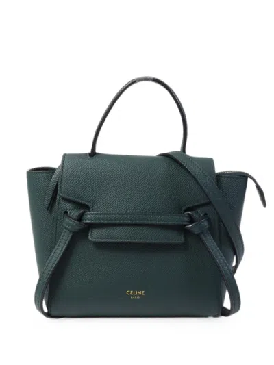 Pre-owned Celine Micro Belt Tote Bag In Green