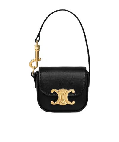 Celine Micro Claude In Shiny Calfskin In Black