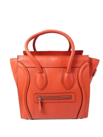 Pre-owned Celine Micro Luggage Handbag In Orange