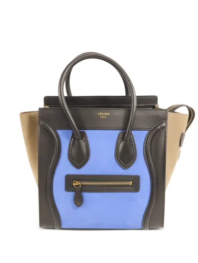 Pre-owned Celine Micro Luggage Leather Tote Bag In Black