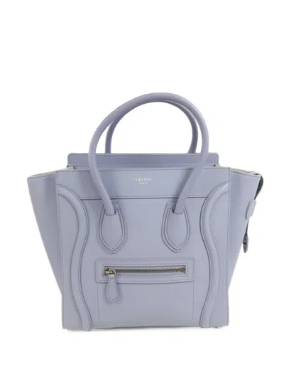 Pre-owned Celine Micro Luggage Leather Tote Bag In Blue
