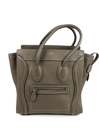 Pre-owned Celine Micro Luggage Leather Tote Bag In Grey