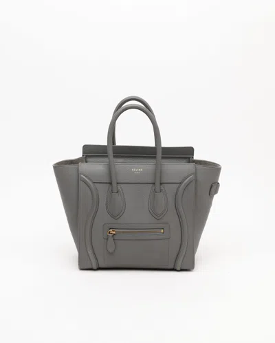 Celine Grey Drummed Leather Micro Luggage (authentic Pre-loved)
