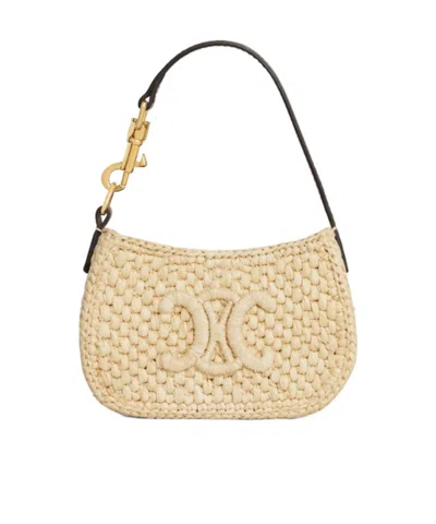 Celine Micro Tilly In Raffia In Natural/tan