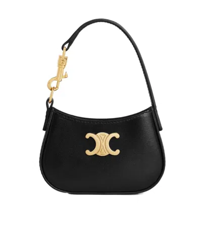 Celine Micro Tilly In Shiny Calfskin In Black