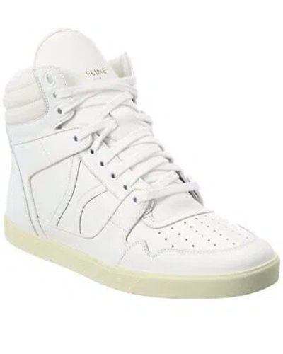 Pre-owned Celine Mid Lace-up Leather Sneaker Men's White 40