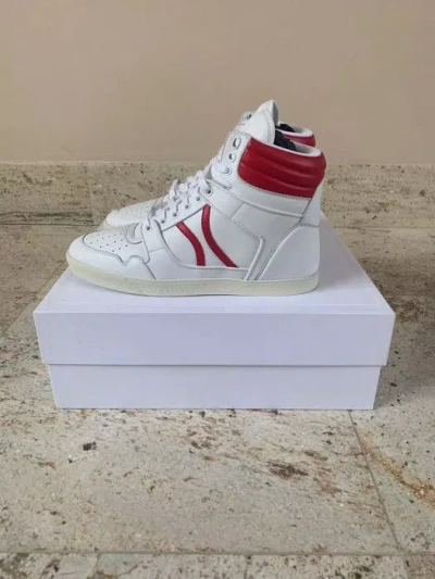 Pre-owned Celine Mid Lace Up Sneaker In Red & White In Red/white