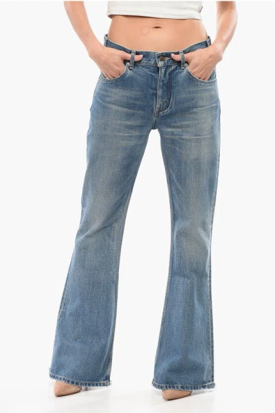 Celine Mid Washed Bootcut Denims With Fringed Hem 30cm