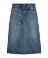 Celine Midi Skirt In Dark Union Wash Denim In Blue