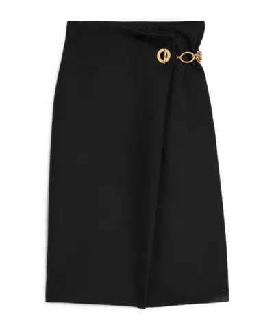 Celine Midi Skirt In Mohair Wool In Black