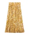 Celine Midi Skirt In Silk Georgette In Cream/bronze