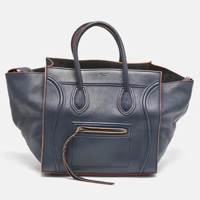 Pre-owned Celine Midnight Blue Leather Medium Phantom Luggage Tote