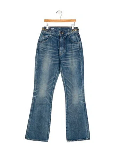 Pre-owned Celine Mid-rise Flared Jeans In Blue