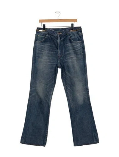 Pre-owned Celine Mid-rise Flared Jeans In Blue