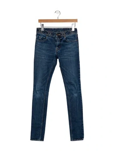 Pre-owned Celine Mid-rise Skinny Leg Jeans In Blue
