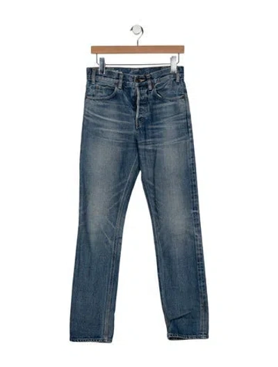 Pre-owned Celine Mid-rise Straight Leg Jeans In Blue