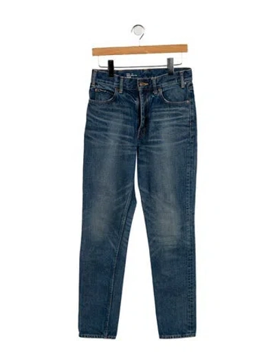 Pre-owned Celine Mid-rise Straight Leg Jeans In Blue