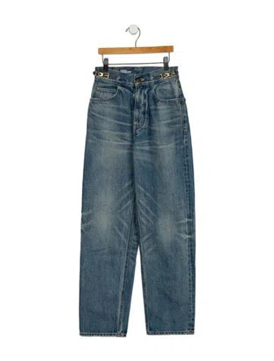 Pre-owned Celine Mid-rise Straight Leg Jeans In Blue