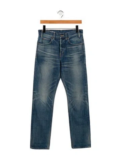 Pre-owned Celine Mid-rise Straight Leg Jeans In Blue