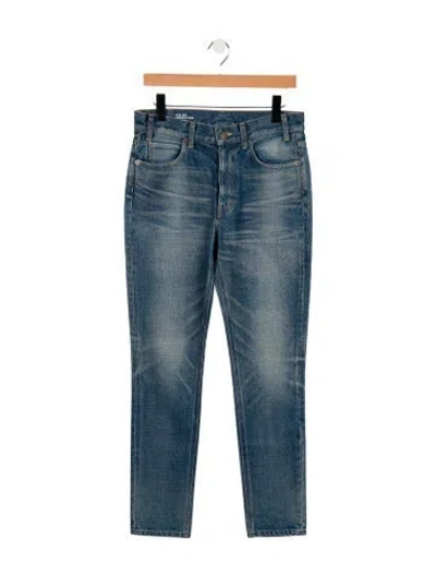 Pre-owned Celine Mid-rise Straight Leg Jeans In Blue