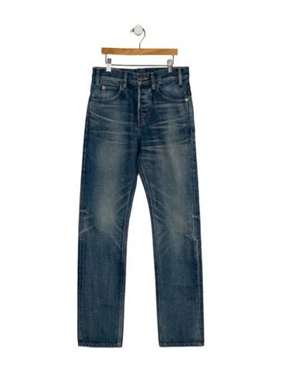 Pre-owned Celine Mid-rise Straight Leg Jeans In Blue
