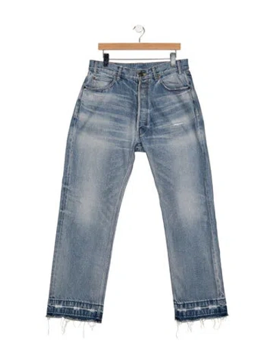 Pre-owned Celine Mid-rise Straight Leg Jeans In Blue