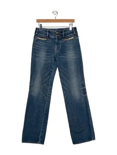 Pre-owned Celine Mid-rise Wide Leg Jeans In Blue