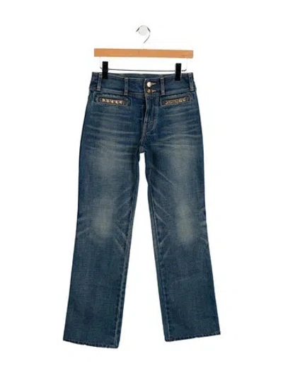 Pre-owned Celine Mid-rise Wide Leg Jeans In Blue