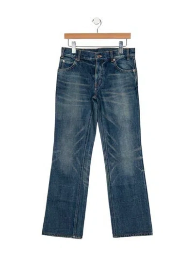 Pre-owned Celine Mid-rise Wide Leg Jeans In Blue