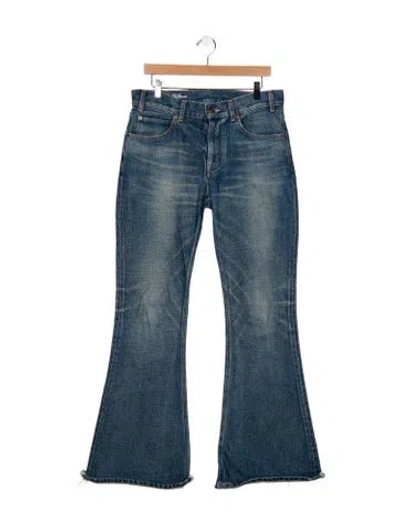 Pre-owned Celine Mid-rise Wide Leg Jeans In Blue