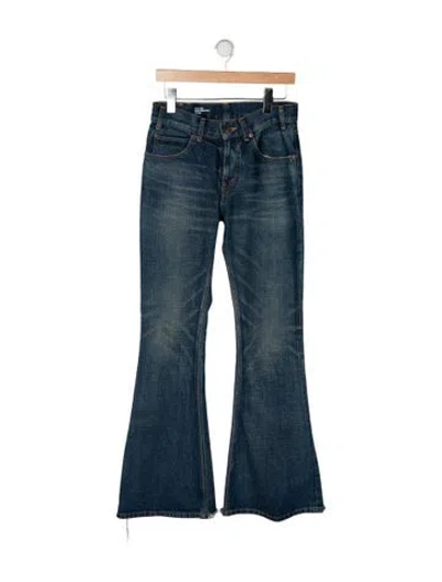 Pre-owned Celine Mid-rise Wide Leg Jeans In Blue