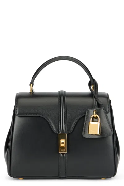 Celine Mini 16 In Satinated Calfskin In Black
