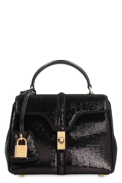 Celine Mini 16 In Sequins And Calfskin In Black