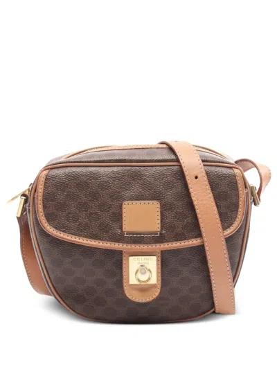 Pre-owned Celine Mini 2000s Macadam Shoulder Bag In Brown