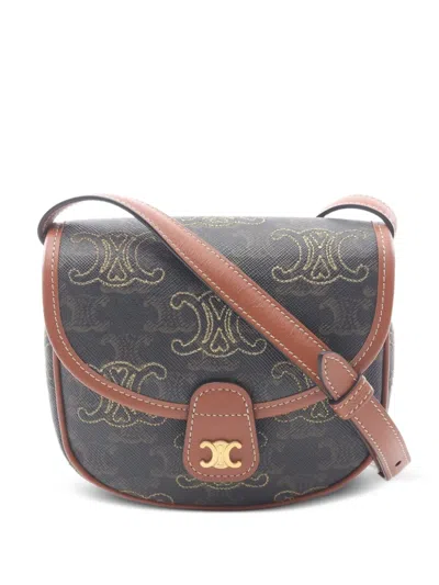 Pre-owned Celine Mini 2010s Triomphe Leather Shoulder Bag In Brown