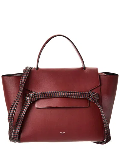 Celine Mini Belt Bag Leather Tote (authentic Pre-loved) In Burgundy