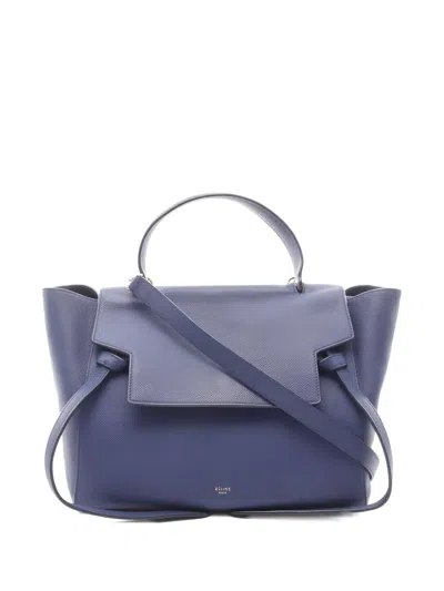 Pre-owned Celine Mini Belt Leather Tote Bag In Blue