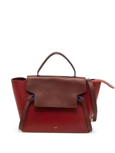 Pre-owned Celine Mini Belt Leather Tote Bag In Red