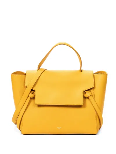 Pre-owned Celine Mini Belt Leather Tote Bag In Yellow