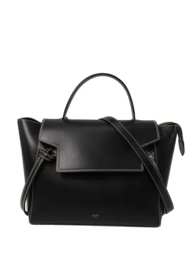 Pre-owned Celine Mini Belt Logo-print Tote Bag In Black