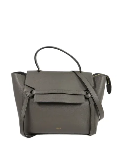 Pre-owned Celine Mini Belt Logo-print Tote Bag In Grey