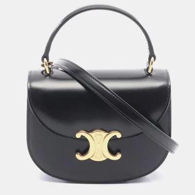 Pre-owned Celine Mini Besas Claire Handbag Leather Black