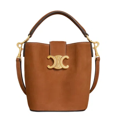 Celine Mini Bucket Louise In Nubuck In Brown