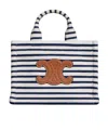 Celine Mini Cabas Shoulder Bag In Navy Blue/tan
