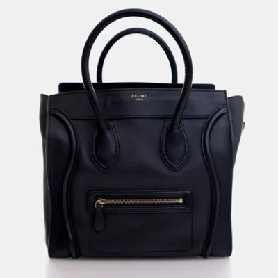 Pre-owned Celine Mini Calfskin Luggage Tote In Black